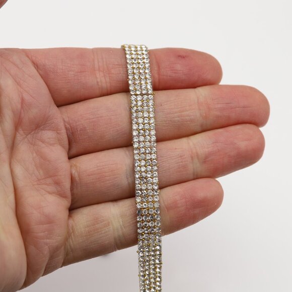 Sparkly White Stones Choker Necklace Adjustable White Rhinestone Chokers  (#70) - Picture 5 of 11